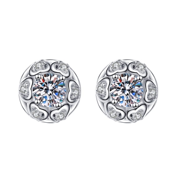 Goowood Silver Stud Earrings for Women Vintage Minimalist Boho Rhinestone Flower Ear Studs Fashion Jewelry Gift for Valentine's Day Gifts