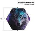 thumbnail image 3 of Pofeuu Purple Sky Wolf Print Leather Coasters Set of 6, Round Cups Mugs Mat Pad for Home Kitchen Heat Resistant Drink Coasters,Hexagon, 3 of 7