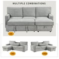 thumbnail image 2 of Harper & Bright Designs Pull Out Sofa Bed Sectional 3 Seater Sleeper Sofa Bed with with Storage chaise USB Port and 2 Cup Holders for Living Room Apartment, Gray, 2 of 14