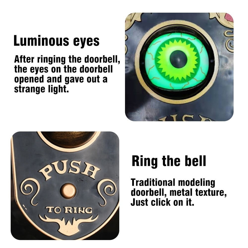 Fridja Halloween One-eyed Doorbell Decoration Ghost's Day Glowing Hanging Piece Halloween Decorations
