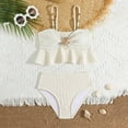 thumbnail image 2 of OSOLU Children Girls Swimsuit Sets 2 Piece Cute Beach Swimwear with Ruffle Trim Beach Pool Breathable Lightweight Versatile Travel Bathing Suit, 2 of 6