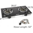 thumbnail image 6 of Barton Double Burner Stove w/Auto Ignition LPG Tempered Glass Outdoor Propane Portable Camping Cooktop Range 2-Burner Gas Burner, 6 of 7