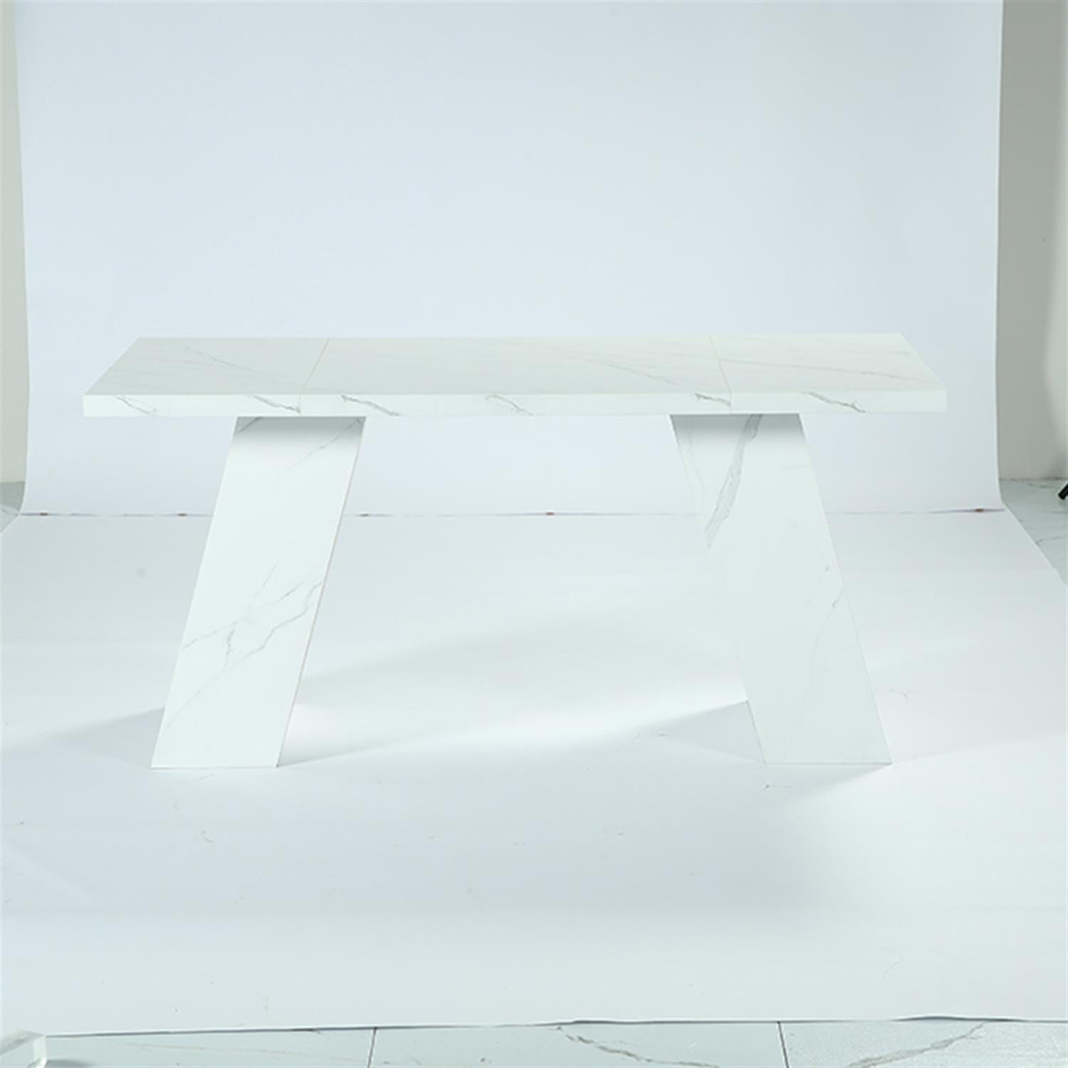 Demi Bonn Modern Dining Table, 63" Faux Marble Kitchen Dinner Table for 4-6 for Dining Room, Home Office, Living Room Furniture, White