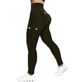 thumbnail image 3 of VBVC Women's High Waist Denim Look Yoga Leggings,Tummy Control Butt Lifting Workout Trousers For Women,Ladies Slim Stretchy Cargo Pants with Pockets,Army Green,S-2XL, 3 of 7