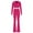 Pink, variant on Women 3 Piece Sweatsuit Outfits Sets Long Sleeve Zipper Jacket Crop Tops and Long Flare Pants Set Workout Tracksuit Pink XXL