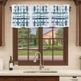 thumbnail image 6 of Lake Paddles Curtain Valances for Windows, Kitchen Valance Window Treatments Panel 2 Pack, Summer Watercolor Teal Blue Striped Rod Pocket Short Curtains for Bathroom Bedroom 60 x 18 Inch, 6 of 8