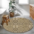 thumbnail image 3 of Traditional Morocco Round Area Rug 3Ft Washable Small Circle Rugs for Kitchen Entryway, Vintage Abstract Geometric Art Brown Non-Slip Carpet Floor Mats Indoor Outdoor Carpet Runner Home Decor, 3 of 8