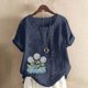 thumbnail image 2 of Túnica de Manga Corta Tops para las Mujeres Océano Pescado Impreso Blusa, Ropa Casual Ver Botón Arriba Camiseta, 2 of 4