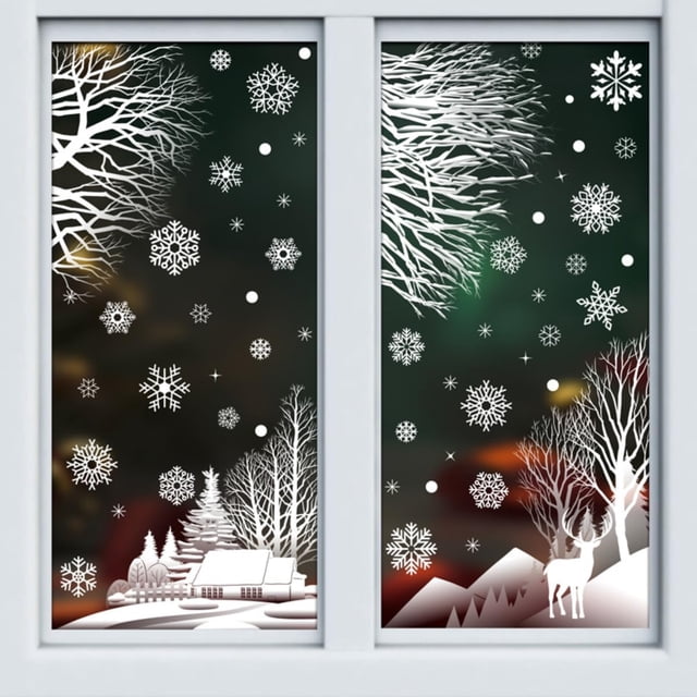 Christmas window stickers Christmas house town style window stickers winter snowflakes window decorations Christmas window stickers Christmas house town style window stickers winter snowflakes wind