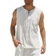 thumbnail image 1 of Camiseta sin mangas con cuello en V para hombre, color liso, moderna, holgada, informal, con cordón y bolsillo, sin mangas, de poliéster, 1 of 6