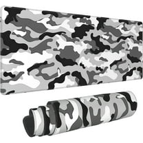 Camouflage Camo Gaming Mouse Pad XL Black White Gray Extended Big Large Desk Mat Non-Slip Rubber Base Stitched Edge Long Keyboard Mousepad for PC Computer Laptop,31.5×11.8 in