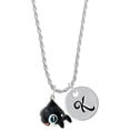 thumbnail image 1 of Delight Jewelry Resin Killer Whale Silvertone Script Initial Disc - K - Charm Necklace, 20"+3", 1 of 4