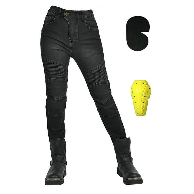 Icvfdpl Loose Pants For Women,Motorcycle Riding Protective Scratch Tear Thickened Leg Guard With Zipper Sports Jeans All Seasons Pants Outwear,L