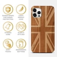 thumbnail image 4 of Case Yard Wooden Case Outside Soft TPU Silicone, Slim Fit Shockproof Wood Protective Phone Cover for Girls Boys Men and Women, Supports Wireless Charging Union Jack Design case for iPhone-12/12-Pro, 4 of 7