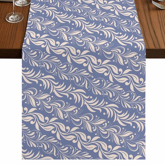 Table Runners 60 Inches Long Dress Scarves, Blue Floral Farmhouse Kitchen/Dining Table Runner, Small Coffee Tablerunners, Spring Flowers Pattern Plants Simple Vintage 13x60 Inch