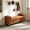 Brown + PU + Foam, variant on AUU 65.5" PU Upholstered End-of-Bed Bench with Weathered Wood Frame – Daybed-Style Footrest Ottoman with Arms, Wood Legs & 2 Bolsters for Living Room, Entryway, Hallway, or Window Seating