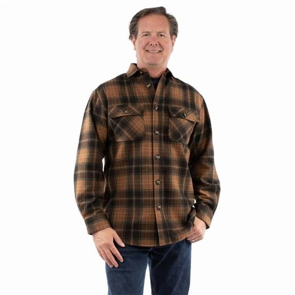 Scully 5410-BRN-S Boulder Ridge Mens Western Wool Flannel Shirt, Brown - Small