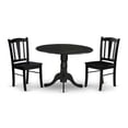 thumbnail image 4 of East West Furniture DLDL3-BLK-W - 3-Pc Dining Table Set - 2 Wood Kitchen Chairs and 1 Drops Leaf Kitchen Table - Black Finish, 4 of 7