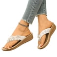 thumbnail image 6 of Orthopedic Sandals with Arch Support Flip Flops for Women Comfortable Flower Platform Wedge Sandals Dressy Slip on Thong Slippers for Summer Beach Walking, 6 of 6