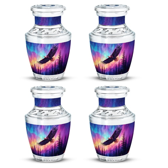 SABURIAL Eagle Urn - Decorative Urns Male & Female - Mini Funeral Urn - Keepsake Burial Urns For Ashes For Women - 3 Inch Set Of 4