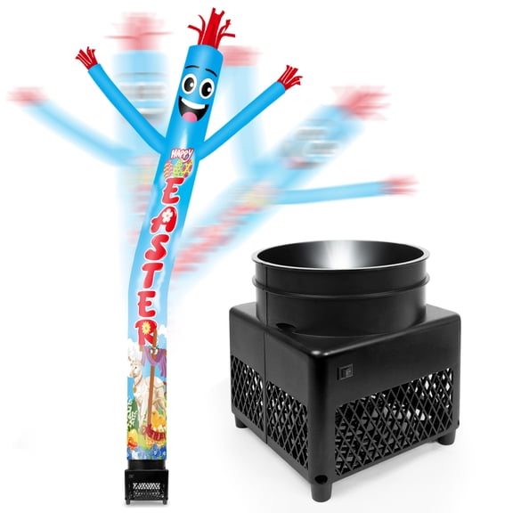 6FT Happy Easter Inflatable Tube Man with Blower (5.5'' Diameter) and Built-in LED - Wacky Waving Dancing Guy for Business Advertising Promotion
