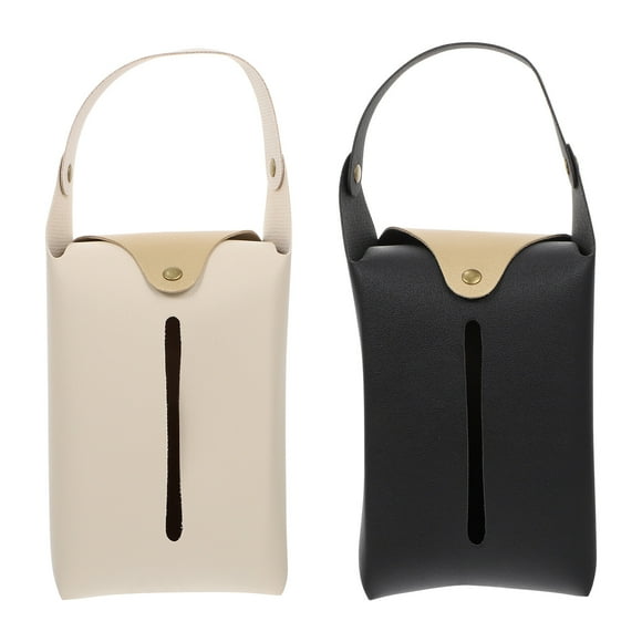 WORGEOUS Bolsas de tejido de mano 2 unids Cajas de servilletas de PU creativas colgantes bolsas de tejido para coche