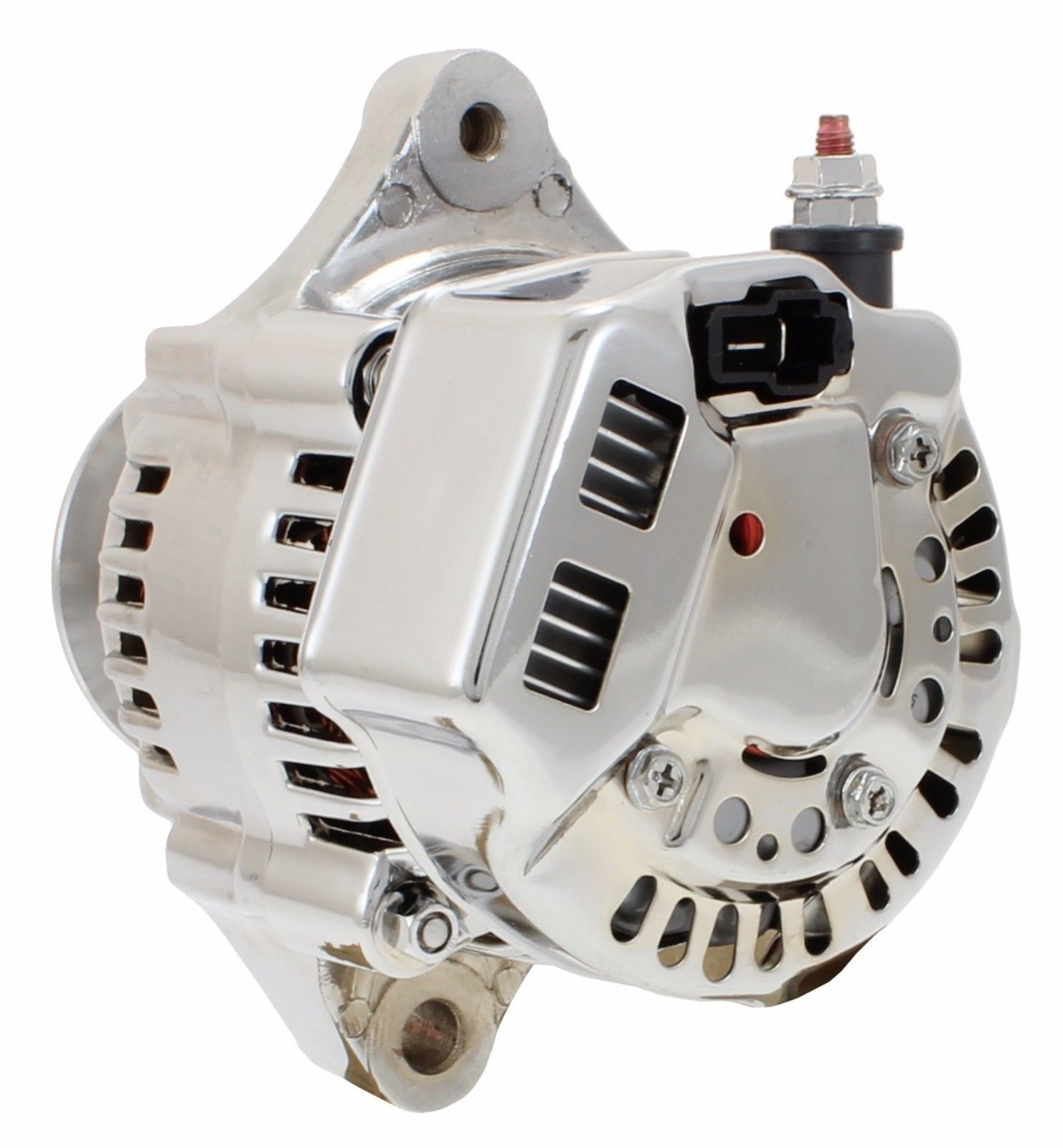 1 Wire Hookup 12 Volt CHROME Mini Alternator for Hot Rod Denso 70 Amp