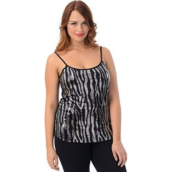 Sequin Zebra Camisole Holiday Tank Top