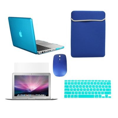Bag+Mouse Key+LCD 5in1 Rubberized Hot Blue Case fr Macbook PRO15" A1398/Retina 