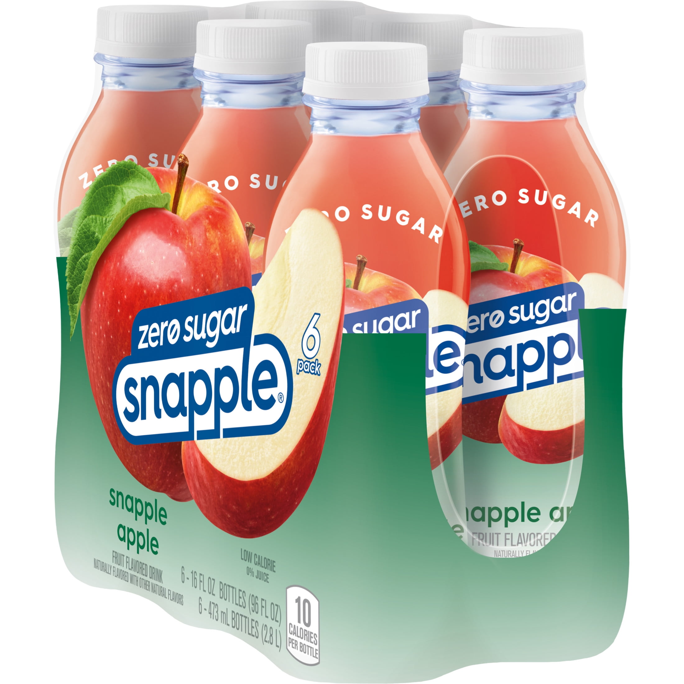 Snapple Zero Sugar Apple Juice Drink, 16 fl oz, 6 Count Bottles