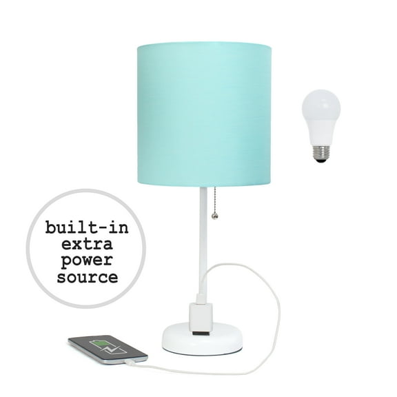 Simple Designs 9.5" White Stick Table Desk Lamp