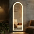 thumbnail image 3 of EDX LED 3 Color Lighting Full Body Mirror 63"x 20" Arched Floor Mirror with Lights Wall Mounted Free Standing Leaning for Home, White, 3 of 8