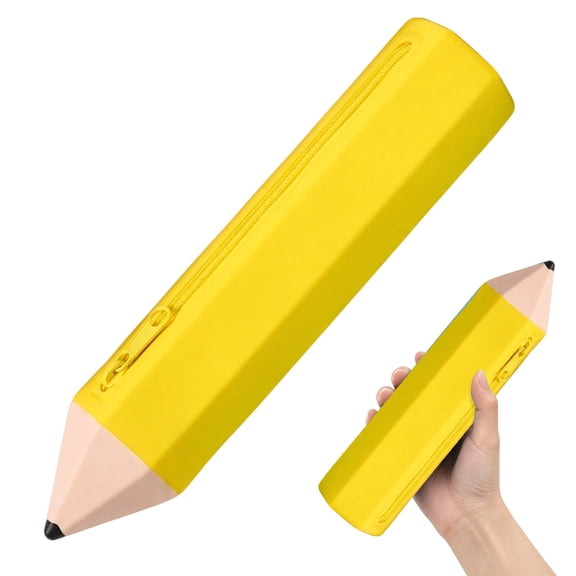 Pencil Case,Portable Silicone Pencil Shaped Pouch,Waterproof Cute Novelty Pencil Bag,8.6x1.3 Inch Zipper Funny Pen Pouches,Large Capacity Pencil Organizer for Office Supplies,Daily Use