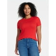 thumbnail image 2 of Time and Tru Women's Slim V Neck Tee with Short Sleeves, Sizes XS-XXXL, 2 of 6