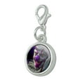 thumbnail image 2 of Mischief the Evil Purple Clown Antiqued Bracelet Pendant Zipper Pull Charm with Lobster Clasp, 2 of 5