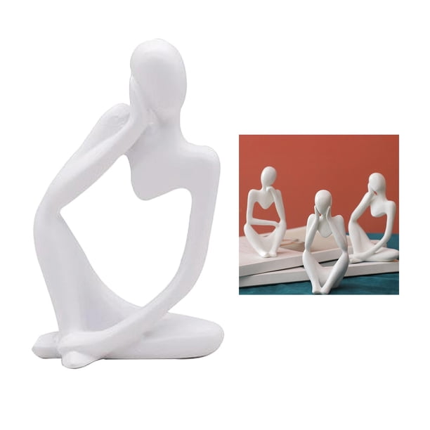 Escultura de Abstracto, Estatuilla de Resina Creativa, je en s, Adornos Artesanales, Estatuas de , Decoración , Blanco Izquierdo Blanco Derecha BLESIY Figura Pensador abstracto
