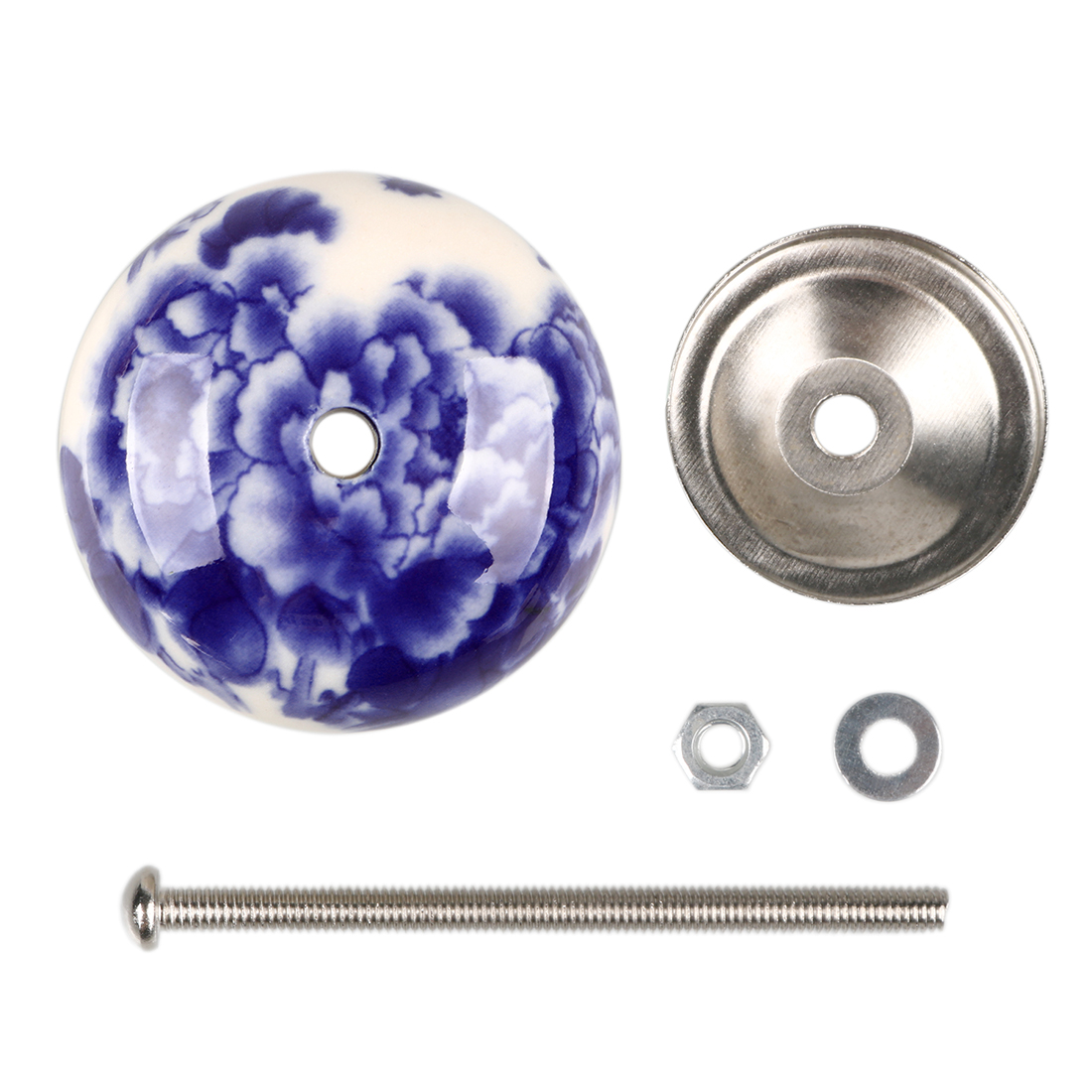 Unique Bargains Nickel Finished Hand Painted Ceramic Cabinet Knob Set of 6