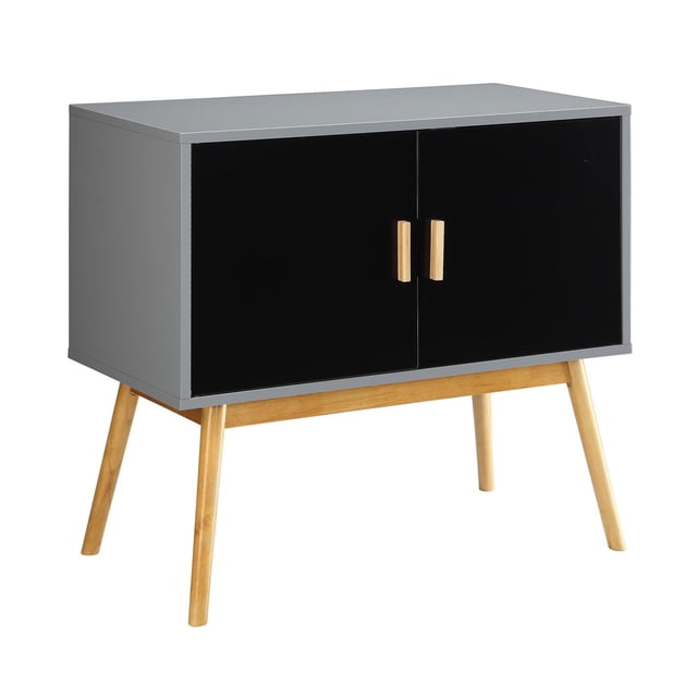 Allora Table Console de Rangement avec Pattes en Bois Massif, Gris et Noir
