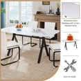 thumbnail image 6 of Rectangular Dining Table with Faux Marble Tempered Glass Top and Black Metal Legs for Kitchen Dining Room, 6 of 11