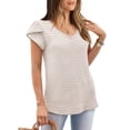 thumbnail image 2 of Dealovy Tunique pour Femmes T-Shirts d'Été Décontractés Amples Col en V Manches Courtes Texturées, 2 of 3