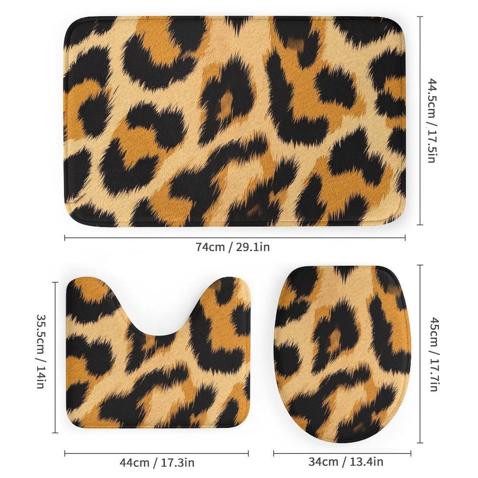 Leopard Print Shower Curtain Waterproof Bathroom Curtain Set with Hooks Home Decor Bathroom Curtains 4pcs