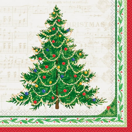 Christmas Tree Napkin - Classic Christmas Tree Paper Luncheon Napkins, 6.5 in, 16ct