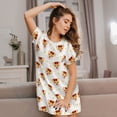 thumbnail image 3 of Easygdp Funny Corgi Camisón de manga corta para mujer, informal, estampado, 3 of 6