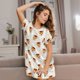 thumbnail image 3 of Easygdp Funny Corgi Camisón de manga corta para mujer, informal, estampado, 3 of 6