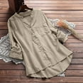 thumbnail image 2 of hgsbede Womens Plus Size Tops Casual Buttton Down V-Neck Short Sleeve Solid Loose Shirt Blouses, 2 of 3