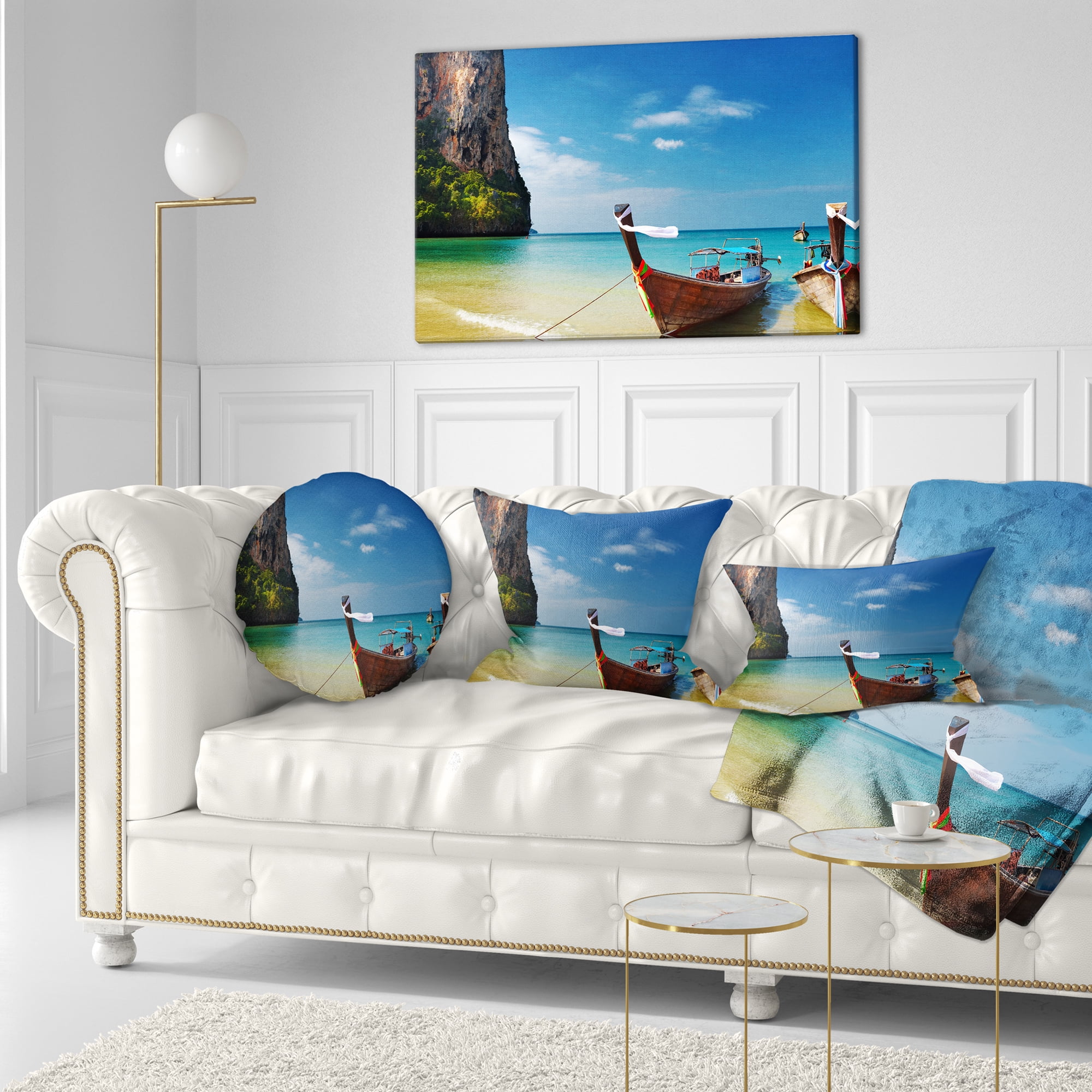 Designart Andaman Sea Tropical Beach - Photography Throw Pillow - 12x20