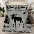 thumbnail image 2 of jejeloiu Woodland Animal Moose Queen Sheet Sets,Old Barn Door Flat Sheet,Rustic Farmhouse Cabin Queen Fitted Sheet For Child,Microfiber Bedroom Decor,4pcs, 2 of 7