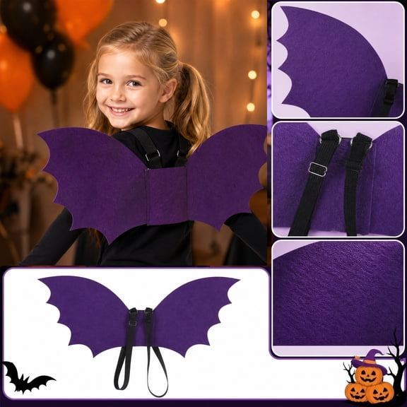 Bat Wings Purple Non-woven Halloween Cosplay Accessory 1 Pack for Halloween Themed Party Trick or Treat Dress up Role Play Costume Decoration Gift