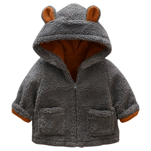 URMAGIC Toddler Boys Girls Fleece Hoodie Cute Bear Ear Warm Snowsuit Fall Winter Zip Up Jacket Kids Coat Outwear