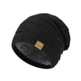 thumbnail image 2 of UTSJKR Men's Winter Fleece Beanie Hat Warm Soft Wool Lined Knit Snow Ski Comfy Hats Solid Slouchy Hat for Cold Weather Black, 2 of 4